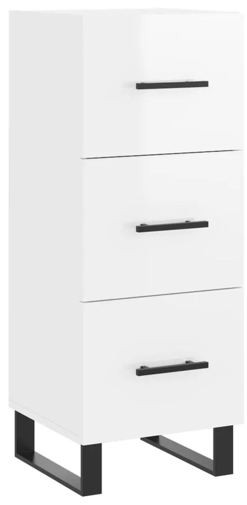 Credenza 34,5x34x180 cm in Legno Multistrato Bianco Lucido