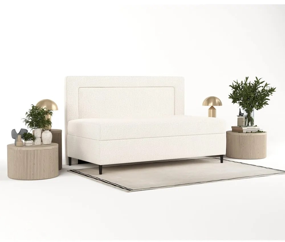 Letto singolo imbottito crema 100x200 cm Alba - Maison de Rêve