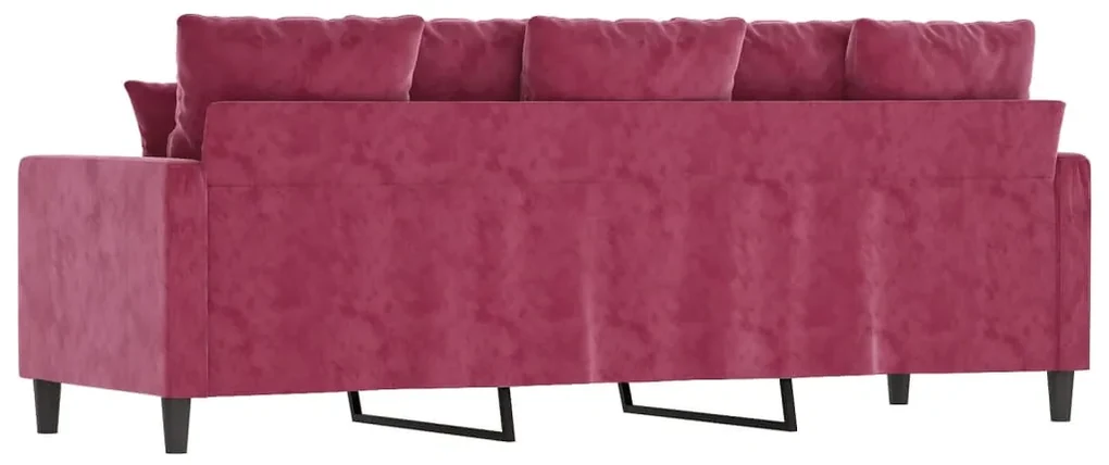 Divano a 3 posti rosso vino 180 cm in velluto