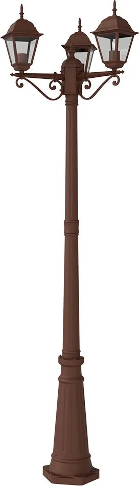 Lampione Storico con 3 Lanterne 200cm E27 IP54 Corten - Serie ALFIERI