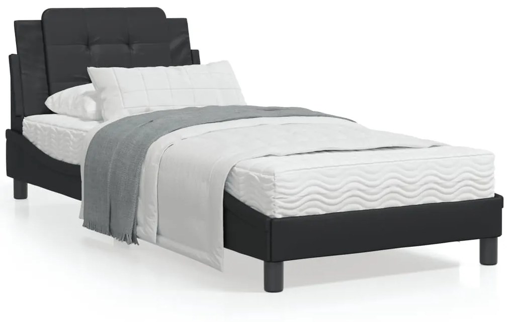 Giroletto Con Testiera Nero 90x190 Cm İn Similpelle /