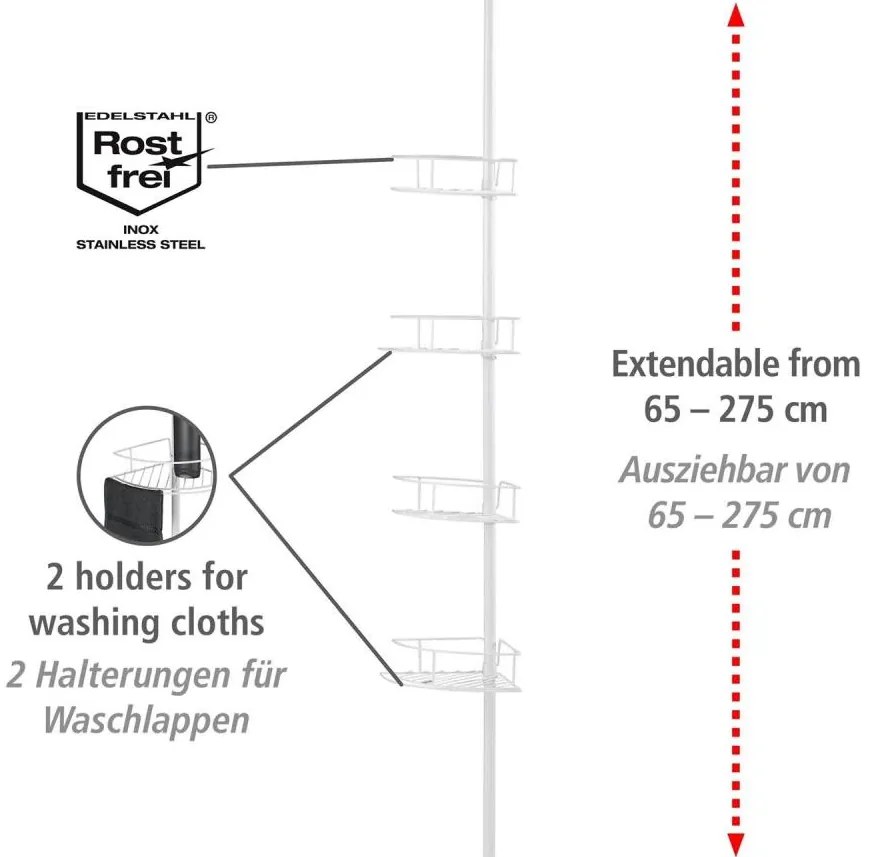 WENKO 26015100 - Mensola angolare DOLCEDO 31x230 cm acciaio inox/bianco