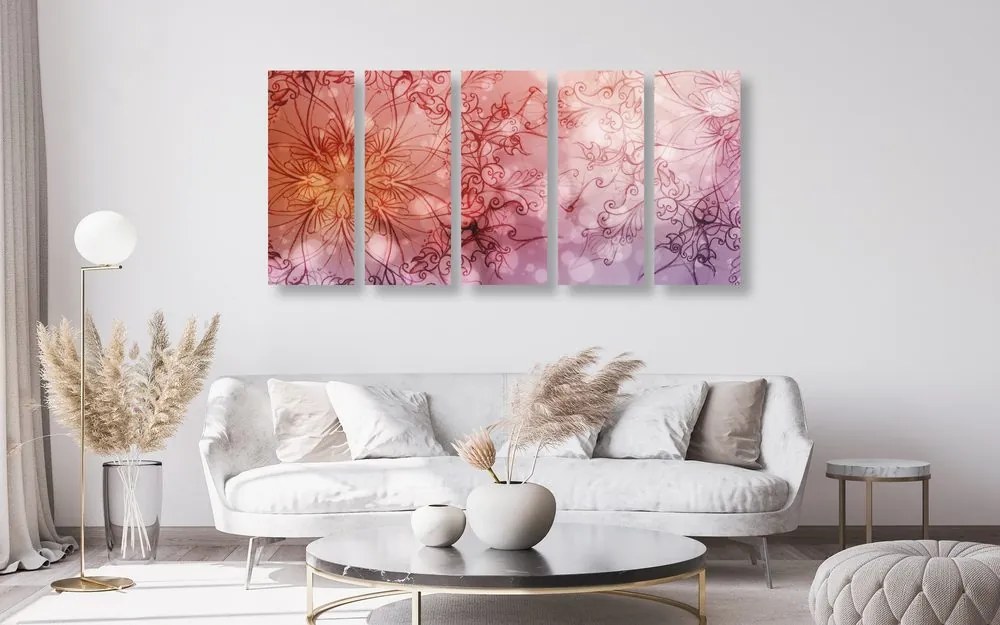 Quadri 5 pezzi – Mandala floreale