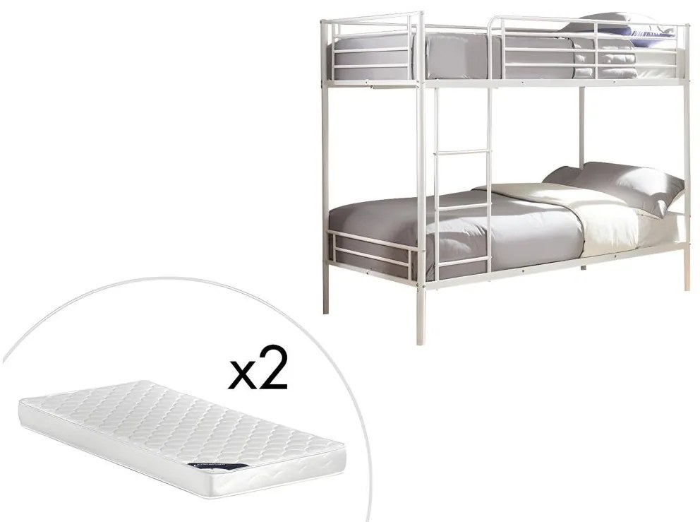 Letto a castello 2 x 90 x 190 cm Bianco + Materasso - DUOTIS II