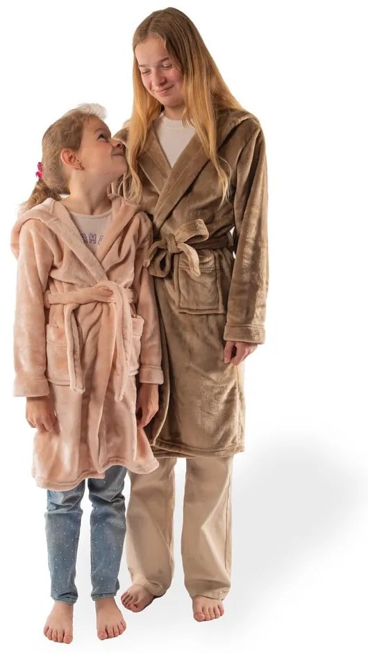 Accappatoio per bambini marrone in micropile Delux – Tiseco Home Studio