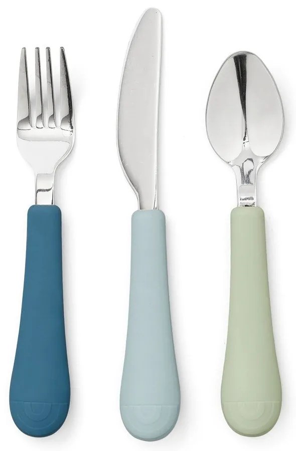 Posate per bambini verde/blu in silicone 3 pz Ocean Mix – Cam Cam Copenhagen