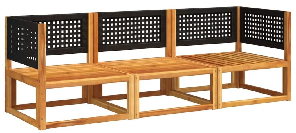 Set divano da giardino 3pz con cuscini legno massello di acacia