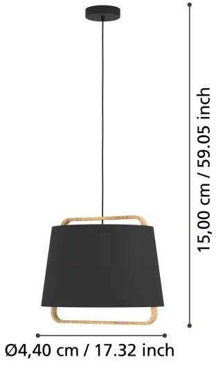 Eglo 390185 - Lampadario a sospensione con filo CAMALOZA 1xE27/40W/230V nero