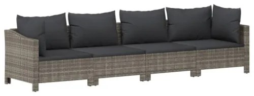 Set Divani da Giardino 9 pz con Cuscini in Polyrattan Grigio