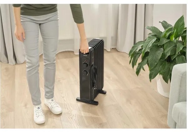 Sencor - Radiatore elettrico a olio con 9 elementi, 3 livelli di potenza 800/1200/2000 W, 230 V, nero