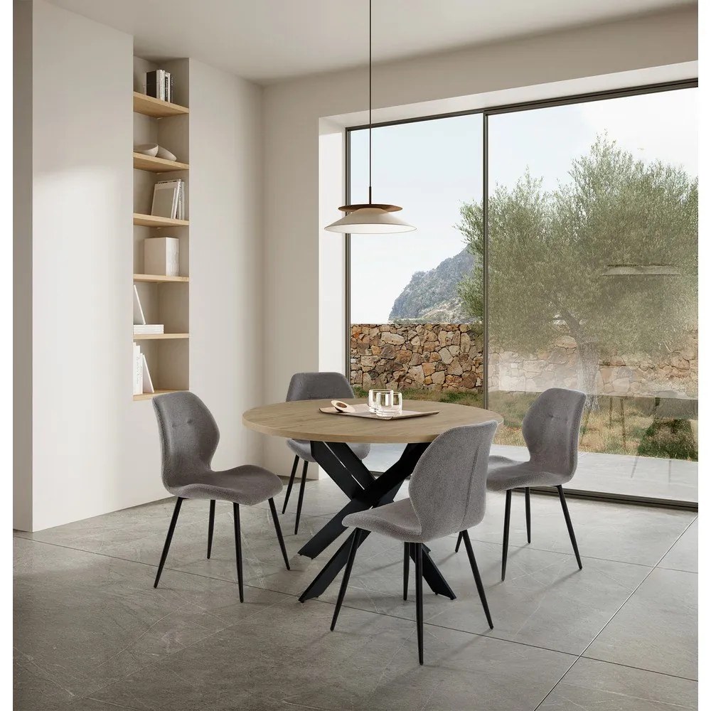 Sedie da pranzo in set grigio chiaro in imbottito 4 pz Ansu – Marckeric
