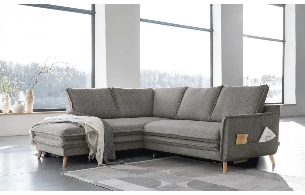 Divano letto angolare grigio (angolo sinistro) Charming Charlie - Miuform