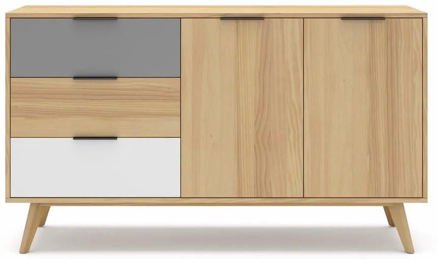 Cassettiera bassa in legno di pino in colore naturale 140x81 cm Elfa - Marckeric