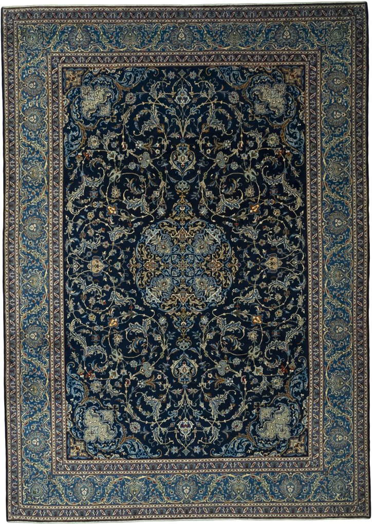 Kashan Tappeto persiano 320x440 Blu (Iran) Annodato A Mano