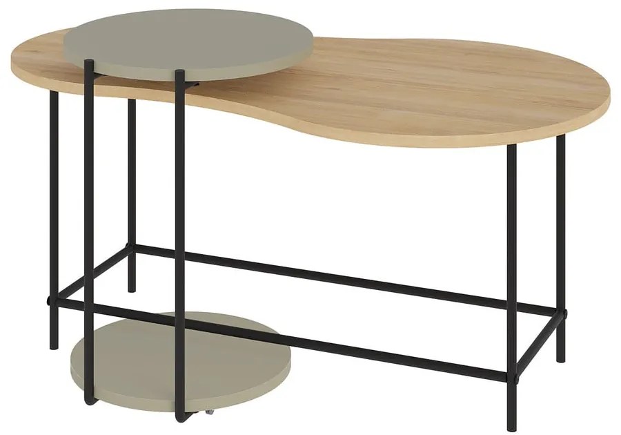 Set di 2 tavolini con piano in rovere grigio e naturale 65x103 cm Rosie - Marckeric