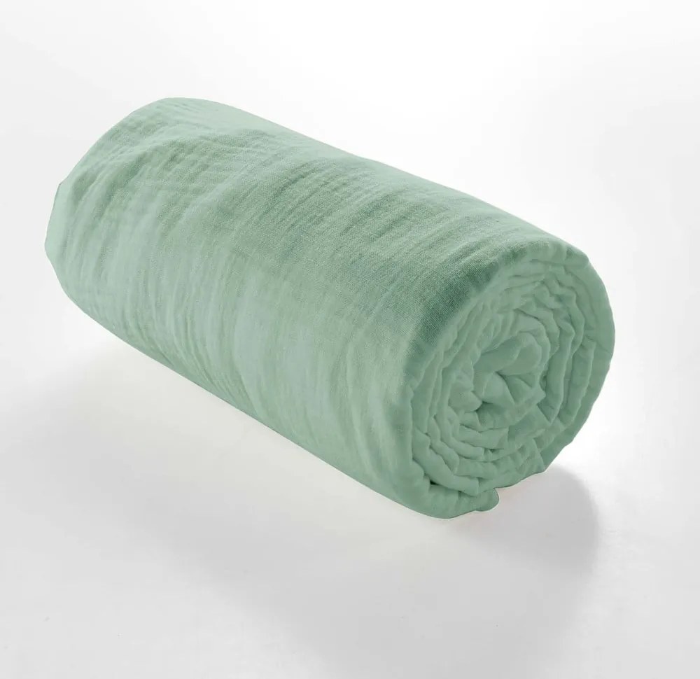Telo in mussola elasticizzata verde chiaro 140x190 cm Angelia - douceur d'intérieur