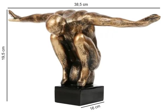 Decorazione da tavolo 25x41x20 cm in resina con patina dorata