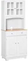 Easycomfort Credenza Alta per Cucina, Mobile Buffet in Legno Bianco, Armadio Dispensa in Stile Classico, Bianco, 68x39.5x170cm