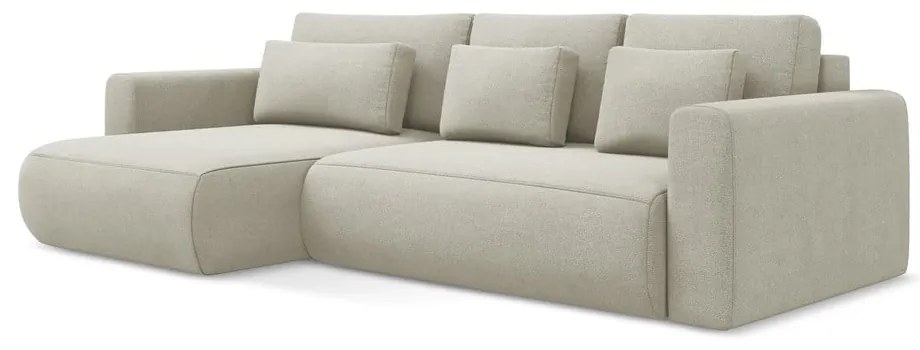 Divano angolare beige allungabile/con contenitore (con penisola a sinistra/con chaise lounge) Kapua – Makamii