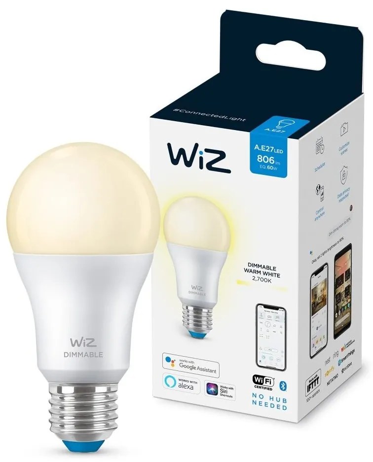 Lampadina LED dimmerabile A60 E27/8W/230V 2700K CRI 90 Wi-Fi - WiZ