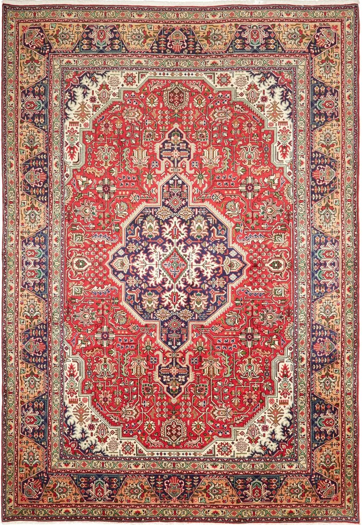 Tabriz Tappeto 200 x 290 Blu (Iran) Annodato A Mano