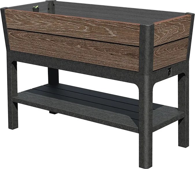Orto Rialzato Rettangolare 113x48x79,5 cm Keter Deco Elevated Garden Bed Marrone Effetto Legno Noce...