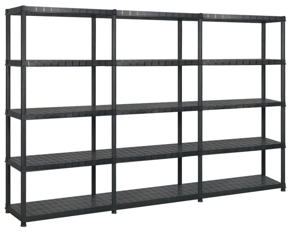 Scaffale A 5 Ripiani Nero 255x40x185 Cm İn Plastica /