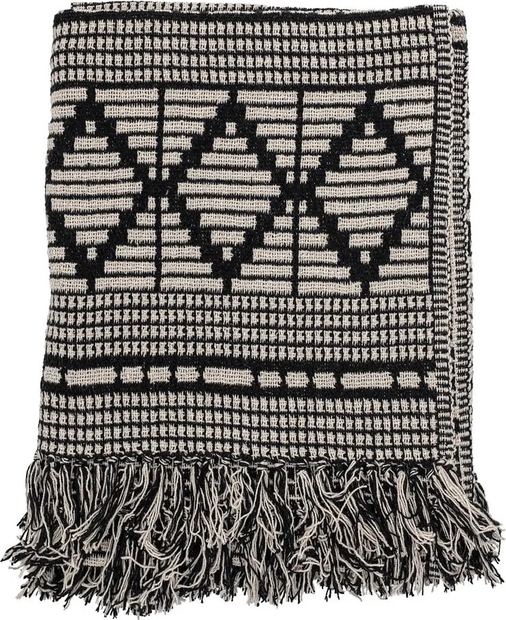 Coperta nera in cotone riciclato 130x160 cm Gutte - Bloomingville