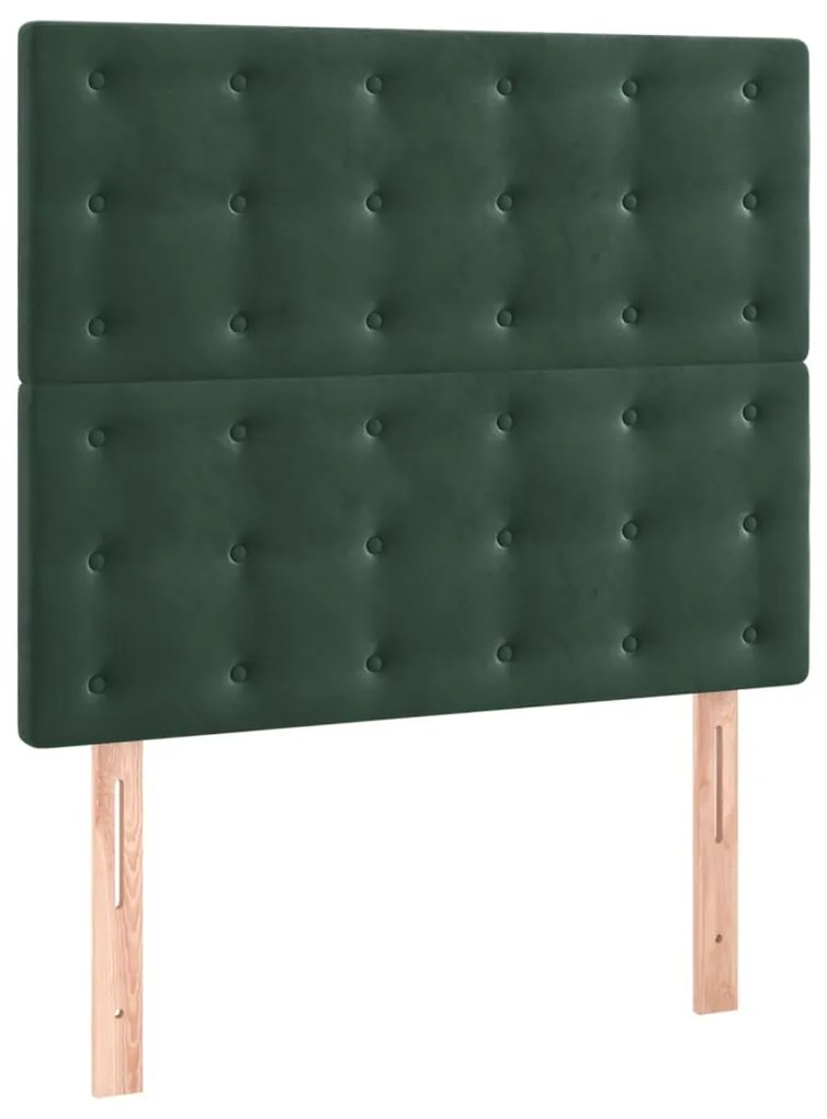 Testiera 2 pz verde scuro 80x5x78/88 cm in velluto