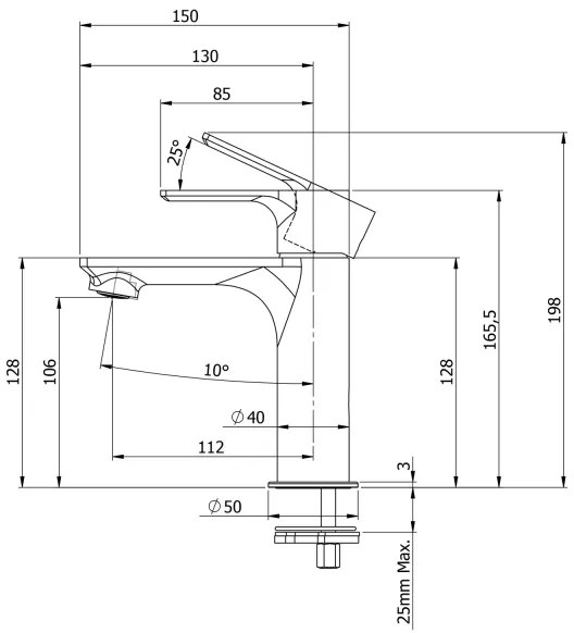 Sapho - Rubinetto del lavandino PAX 16,5 cm cromo lucido