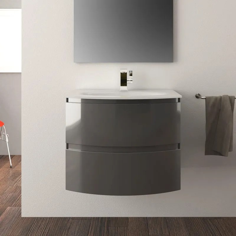 Mobile bagno sospeso con lavabo L 69 x H 55 x P 52 cm antracite 2 cassetti per vasca centrale Vague