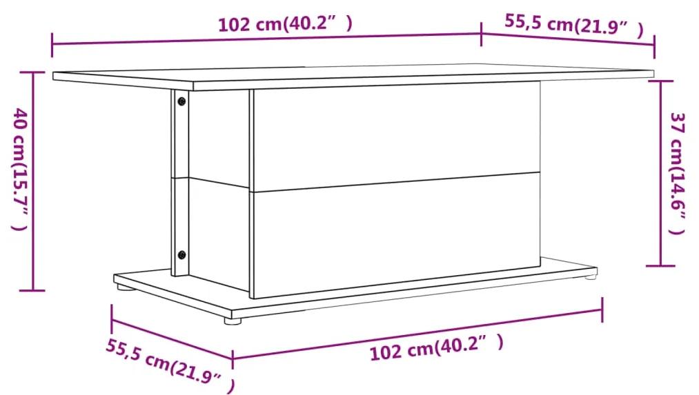 Tavolino da Salotto Rovere Fumo 102x55,5x40 cm in Truciolato
