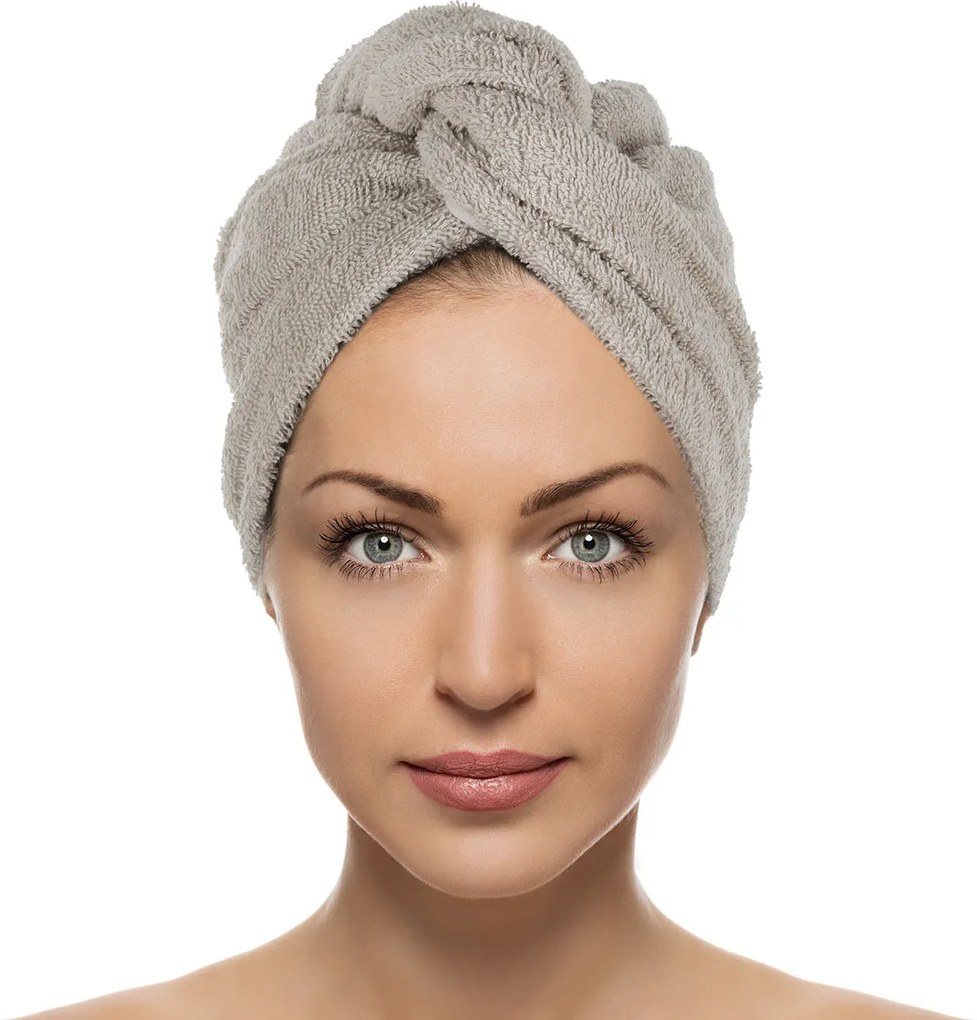 Asciugamano turbante capelli cotone Basik grigio