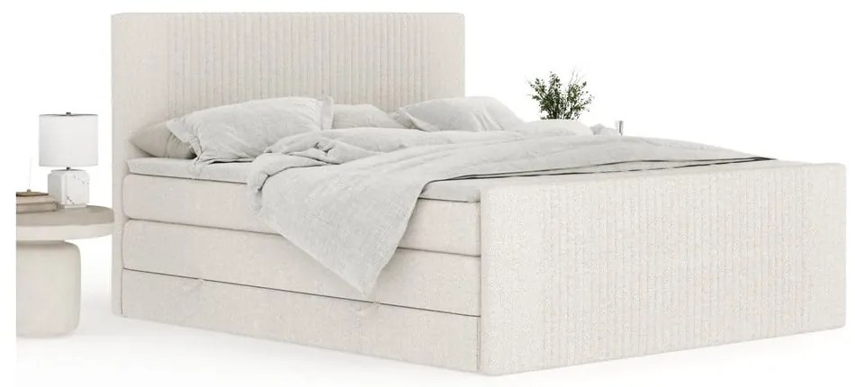 Letto boxspring beige con contenitore 180x200 cm Bergamo – Maison de Rêve