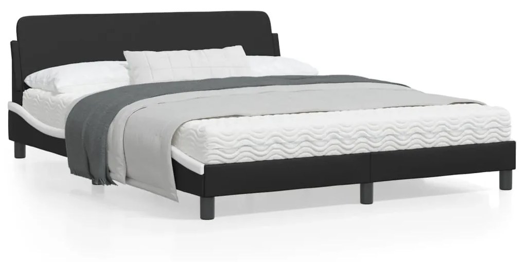 Giroletto Con Testiera Nero E Bianco 160x200 Cm İn Similpelle /