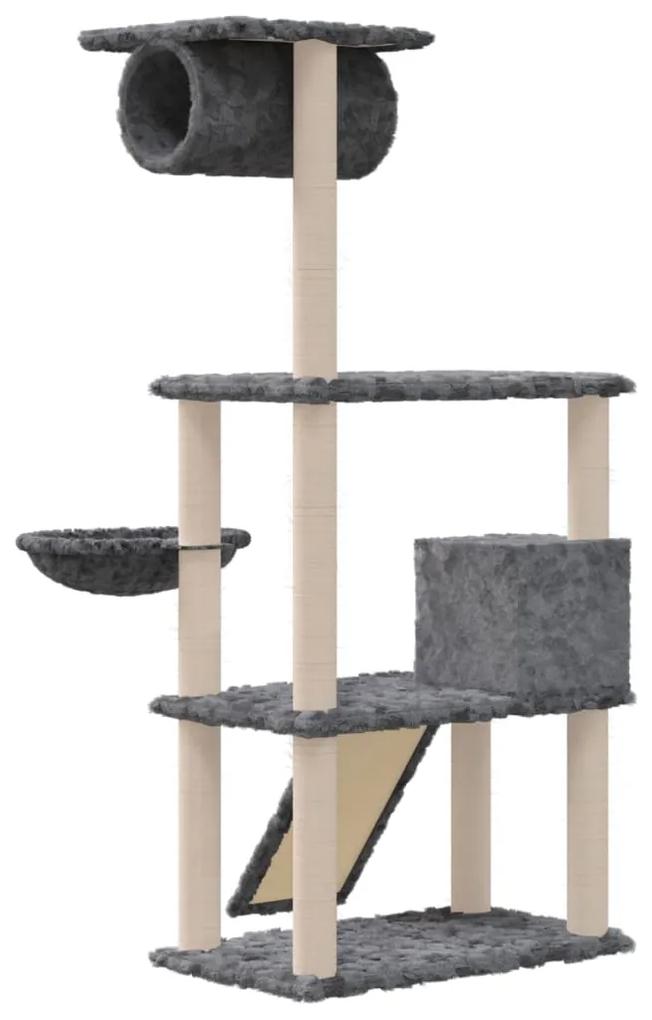 Albero per gatti con tiragraffi in sisal grigio scuro 131 cm