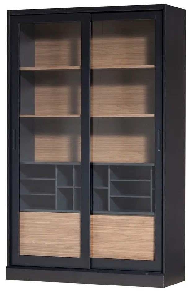 Vetrina nera in legno di pino con ante scorrevoli 125x200 cm James - WOOOD