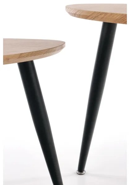 SET 2x Tavolino NICEA diametro 40/60 cm oro quercia/nero