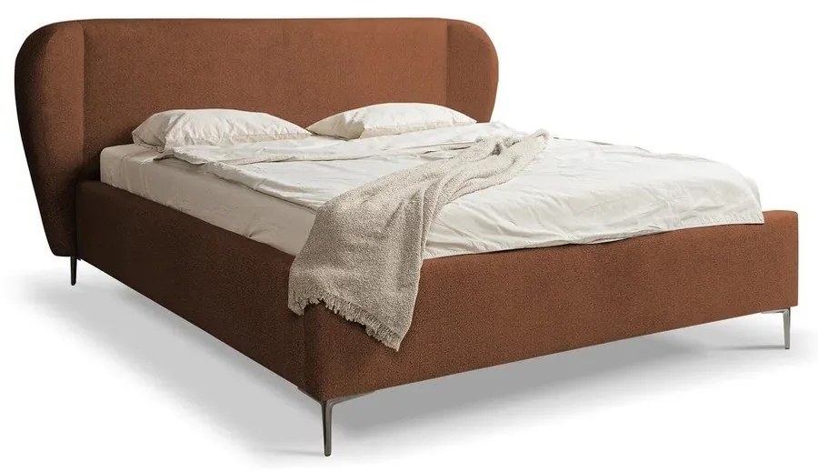 Letto matrimoniale imbottito color terracotta con rete inclusa 180x200 cm Makana – Makamii