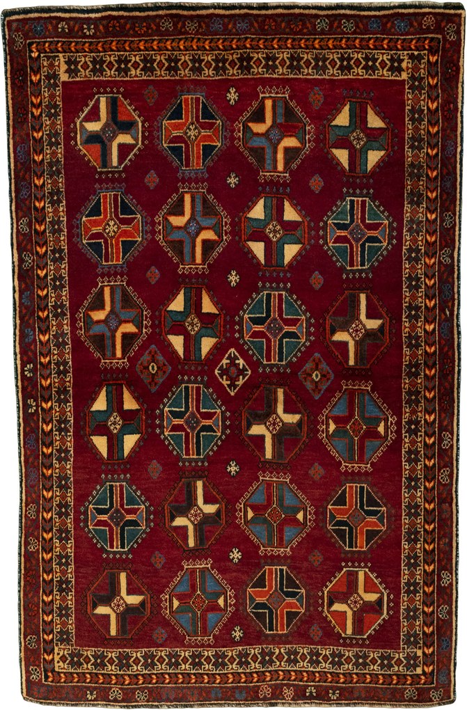 Shiraz Tappeto persiano 210x130 Rosso (Iran) Annodato A Mano