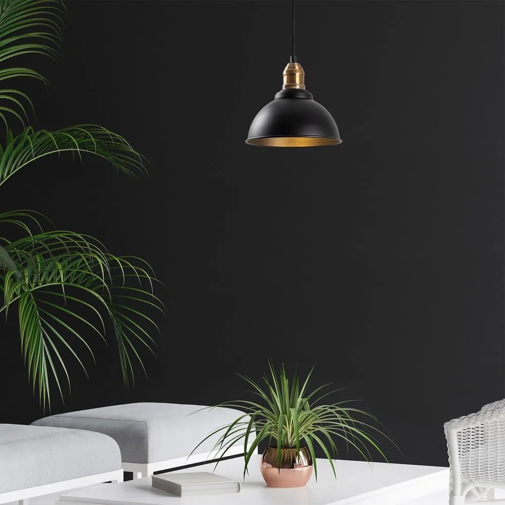 Lampadario nero con paralume in metallo ø 21 cm Varzan – Opviq lights