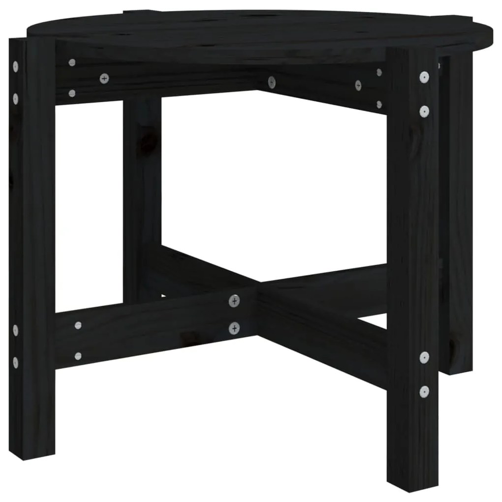 Tavolino da salotto nero Ø 62,5x45 cm in legno massello di pino