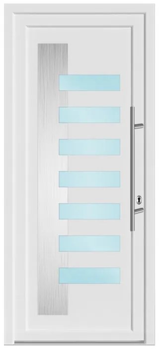 Portoncino d'ingresso 20022 con vetro L 80 x H 210 cm in PVC bianco, apertura spingere a sinistra, falso telaio non incluso