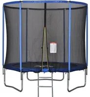 Trampolino Tappeto Elastico 244x240 cm con Rete e Bordo Imbottito Blu e Nero