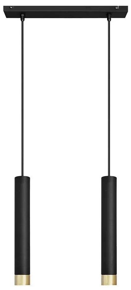 LED Lampadario a sospensione con filo TUBA 2xGU10/4,8W/230V nero/oro