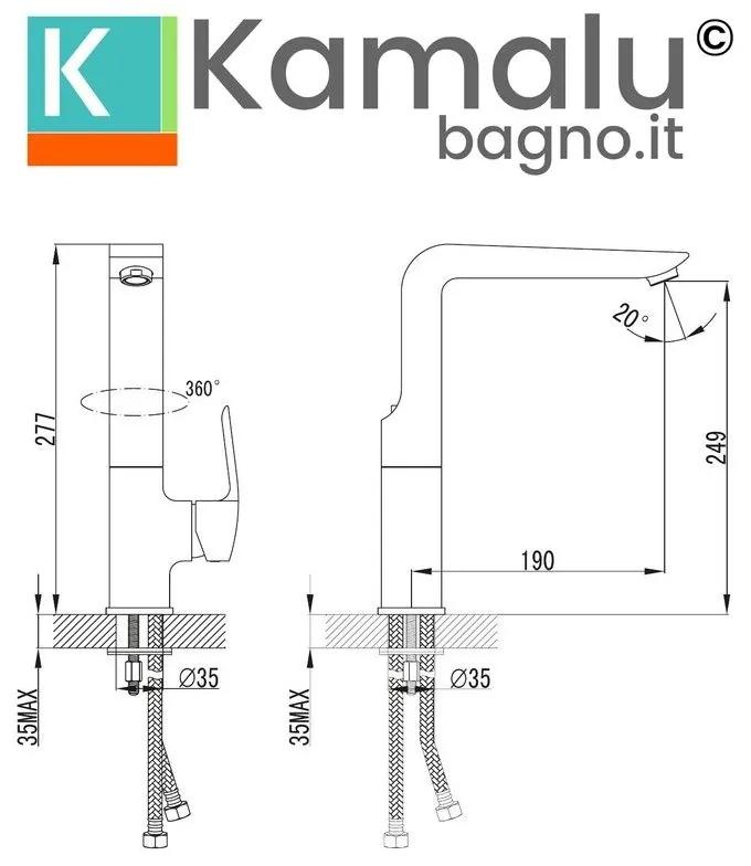Kamalu - miscelatore cucina cromato con canna orientabile | leti-0506