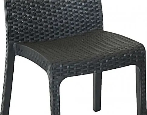 Sedia impilabile in polipropilene effetto rattan VIRGINIA Antracite set 2 pezzi