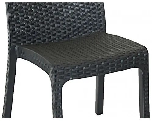 Sedia in polipropilene rattan per esterno VIRGINIA Antracite set 4 pezzi