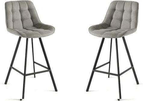 Sgabello da cucina in tessuto Grigio Chiaro gambe metallo FRIEDIC Set 2 pz