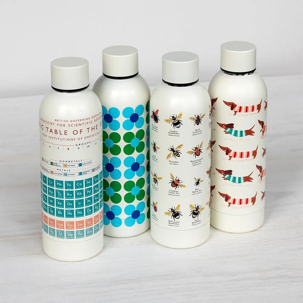 Bottiglia bottiglia da viaggio color crema in acciaio inox 500 ml Periodic Table – Rex London